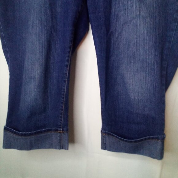Gloria Vanderbilt Capri Jeans Women 16W Roll Cuff Hem Big Pockets Blue - Picture 5 of 13